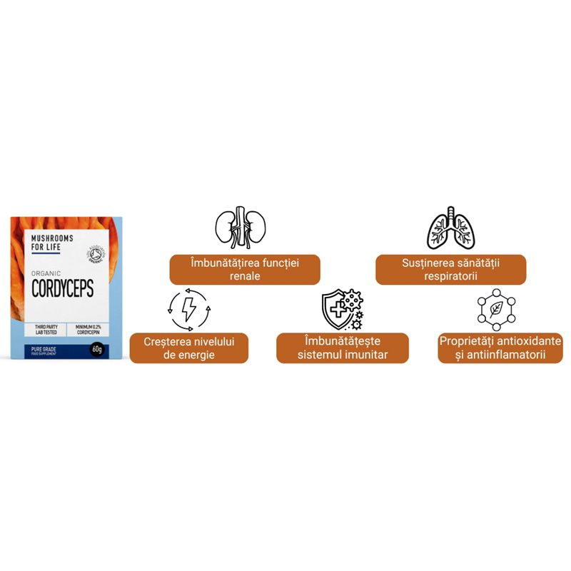 Organic Cordyceps 1000 mg Pure Grade Extract Powder (60 grame), MushroomsForLife 3