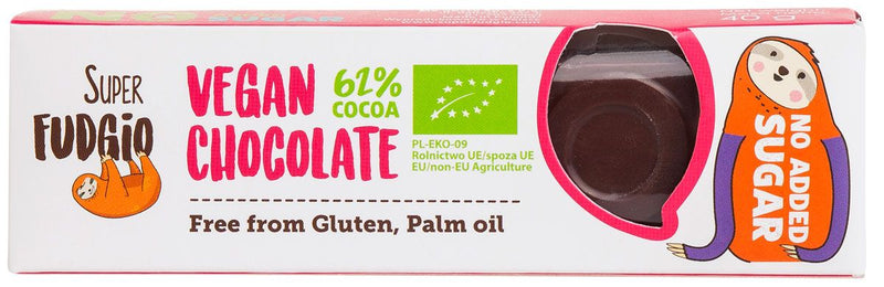 Baton de ciocolata vegana fara zahar adaugat, bio, 40g, Super Fudgio 2