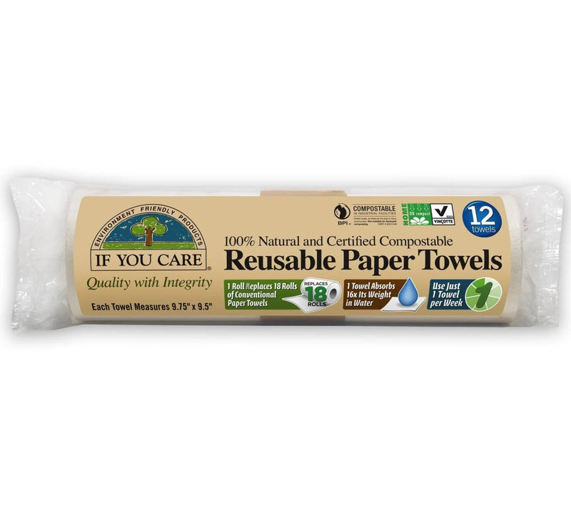 Prosoape de hartie reutilizabile, compostabile, 12 bucati, If You Care 1