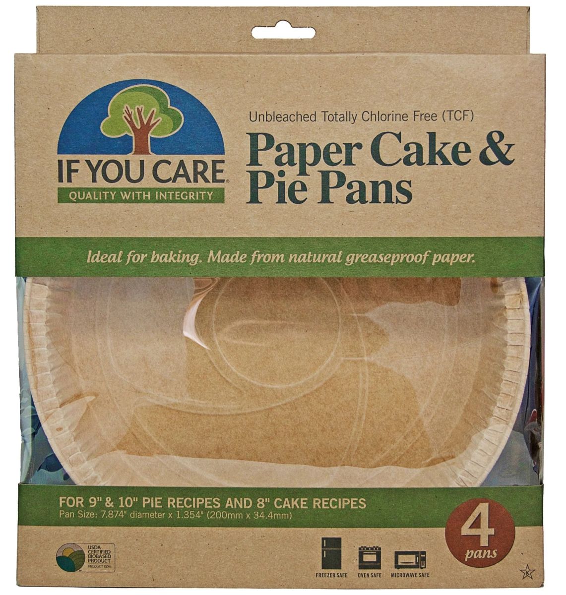 Forme de copt rotunde pentru tarte, din hartie nealbita, fara clor, 4 buc., If You Care