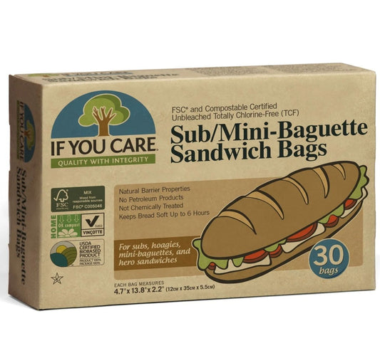 Pungi de hartie nealbita pentru mini baghete si sandwich, fara clor, 30 buc, If You Care