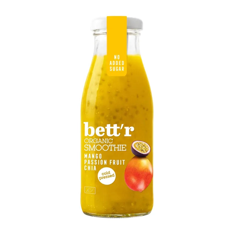 Smoothie cu mango, fructul pasiunii si chia, bio, 250ml, Bettr 1