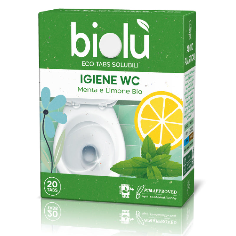 Tablete pentru toaleta cu menta si lamaie, ecologice, 20 bucati, 47.5g, Biolu 1