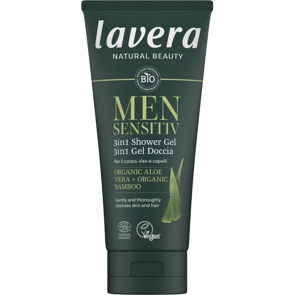 Gel de dus sensitiv 3 in 1 cu aloe vera si bambus bio, pentru barbati, 200ml, Lavera