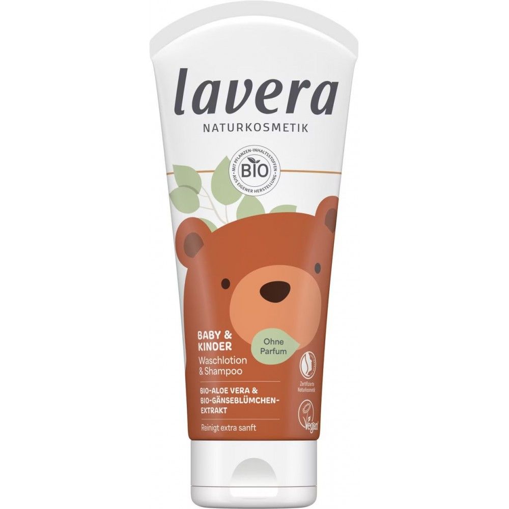 Sampon si gel de dus pentru copii, cu aloe vera bio, fara parfum, 200ml, LAVERA