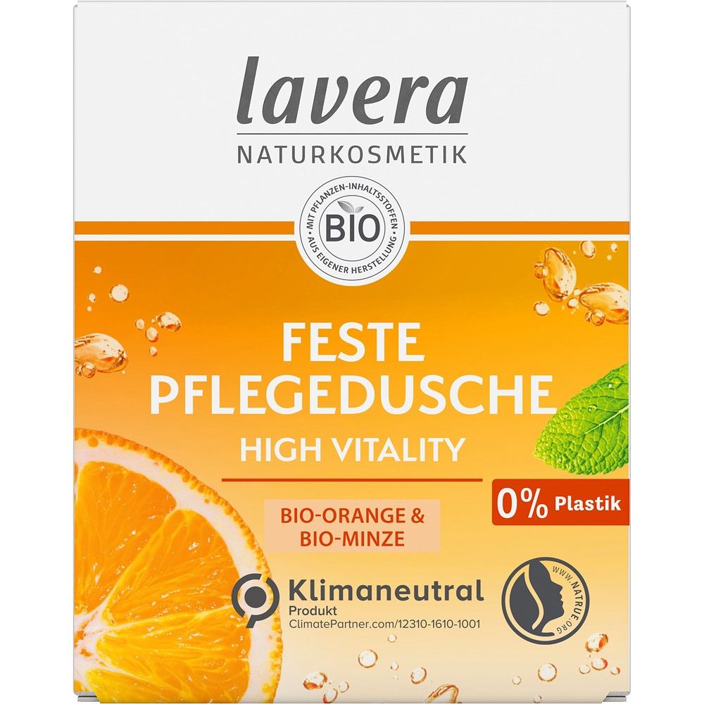 Gel de dus solid cu portocala si menta bio High Vitality , 50g, Lavera