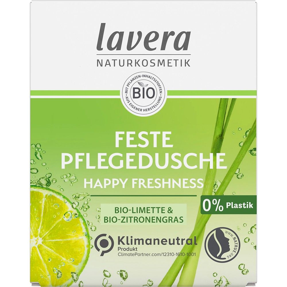 Gel de dus solid cu lime si lemongras bio Happy Freshness , 50ml, Lavera