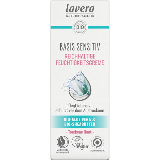 Crema basis sensitiv hidratanta cu aloe vera si unt de shea bio pentru ten uscat, 50ml, LAVERA