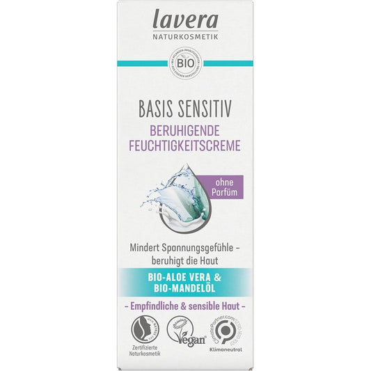 Crema basis sensitiv hidratanta si calmanta cu aloe vera  si ulei de migdale bio, pentru ten sensibil, 50 ml, Lavera