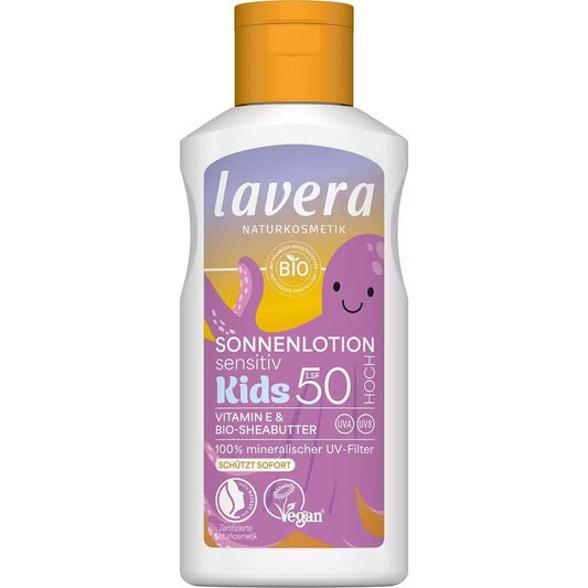 Lotiune protectie solara pentru copii LSF50, cu unt de shea bio și vitamina E, 100ml, LAVERA