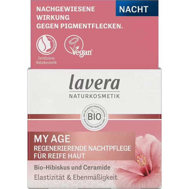 Crema de noapte regeneranta My Age, cu hibiscus si ceramide,bio, 50ml, LAVERA 1