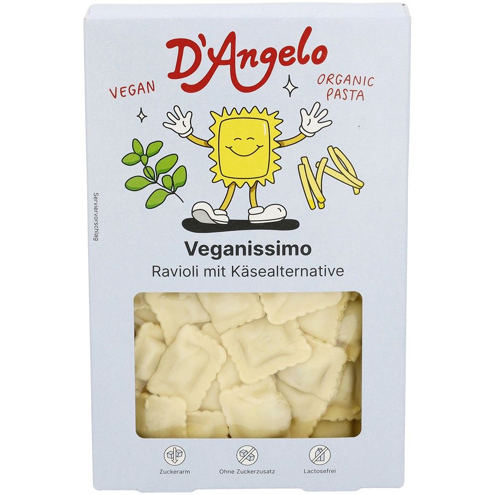 Ravioli vegani cu alternativa de branza bio DAngelo, 250g