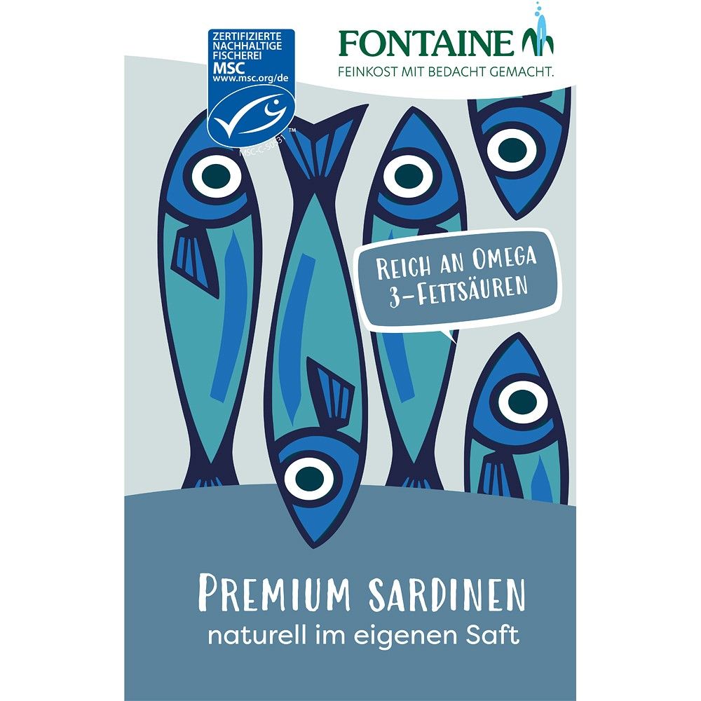 Sardine premium naturale, in suc propriu, 120g, Fontaine