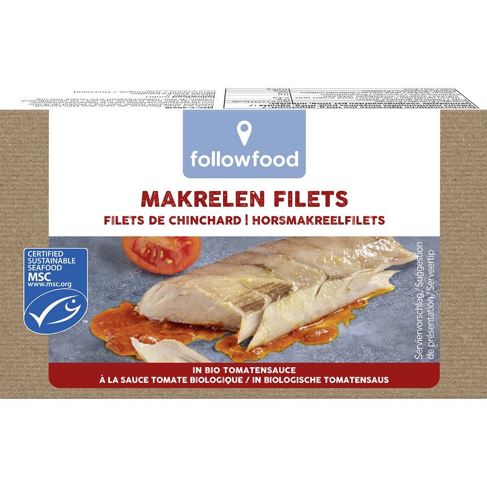 File de macrou in sos de rosii, bio, 125g, Followfish