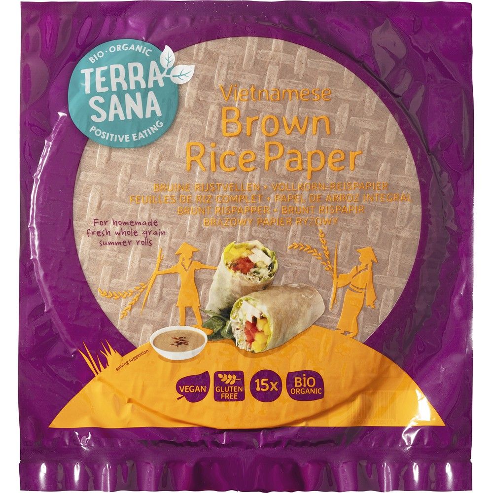 Foi integrale de orez, Vietnameze, fara gluten, 15 bucati, bio, 150g, Terrasana