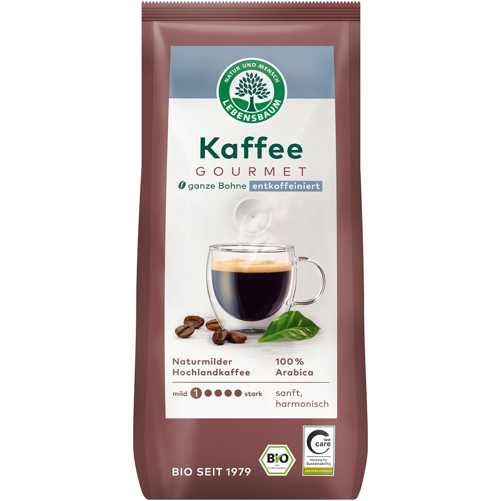 Cafea boabe Gourmet, decofeinizata bio , 250g, Lebensbaum