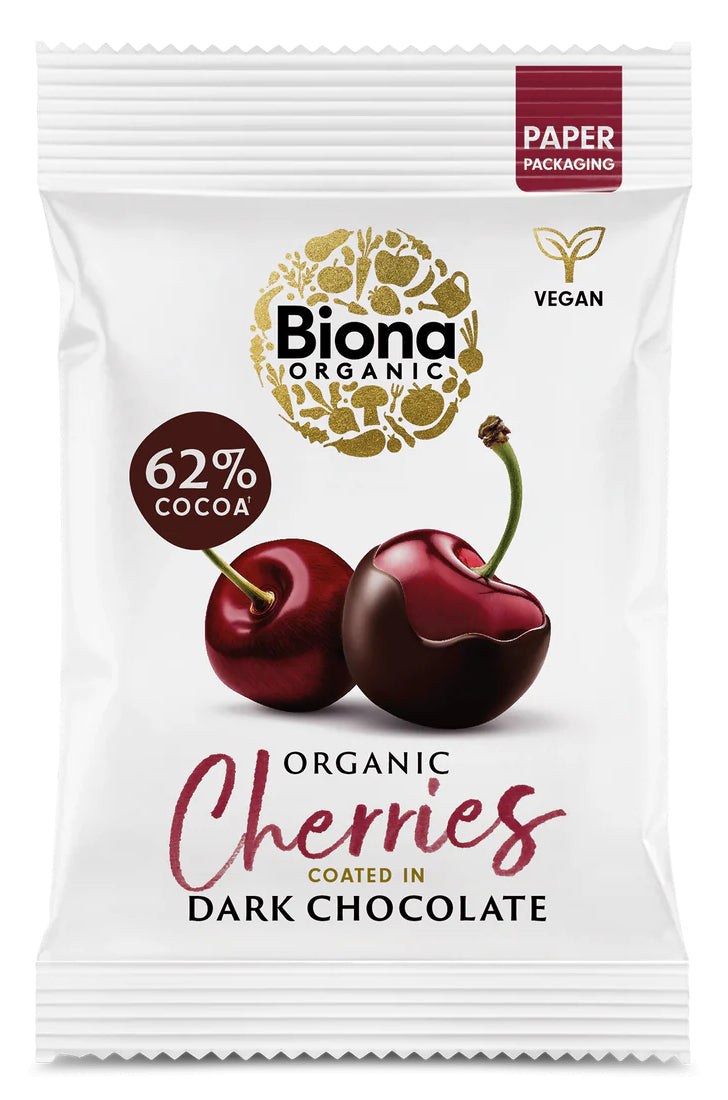 Visine invelite in ciocolata neagra, bio, 45g, Biona