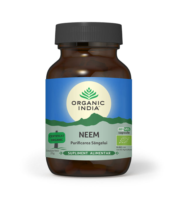  Neem - antibiotic si antifungic natural, 60 capsule vegetale, organic India