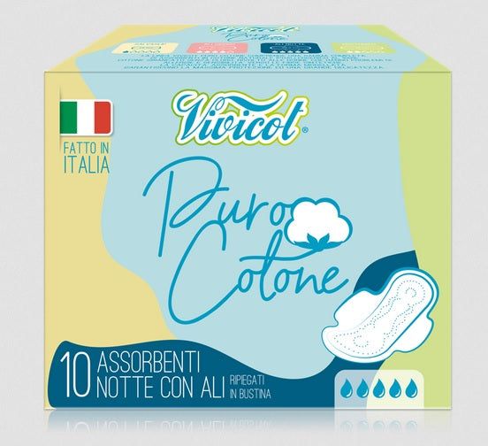 Absorbante de noapte din bumbac hipoalergenic, 5 picaturi, 10bucati, VIVICOT 1