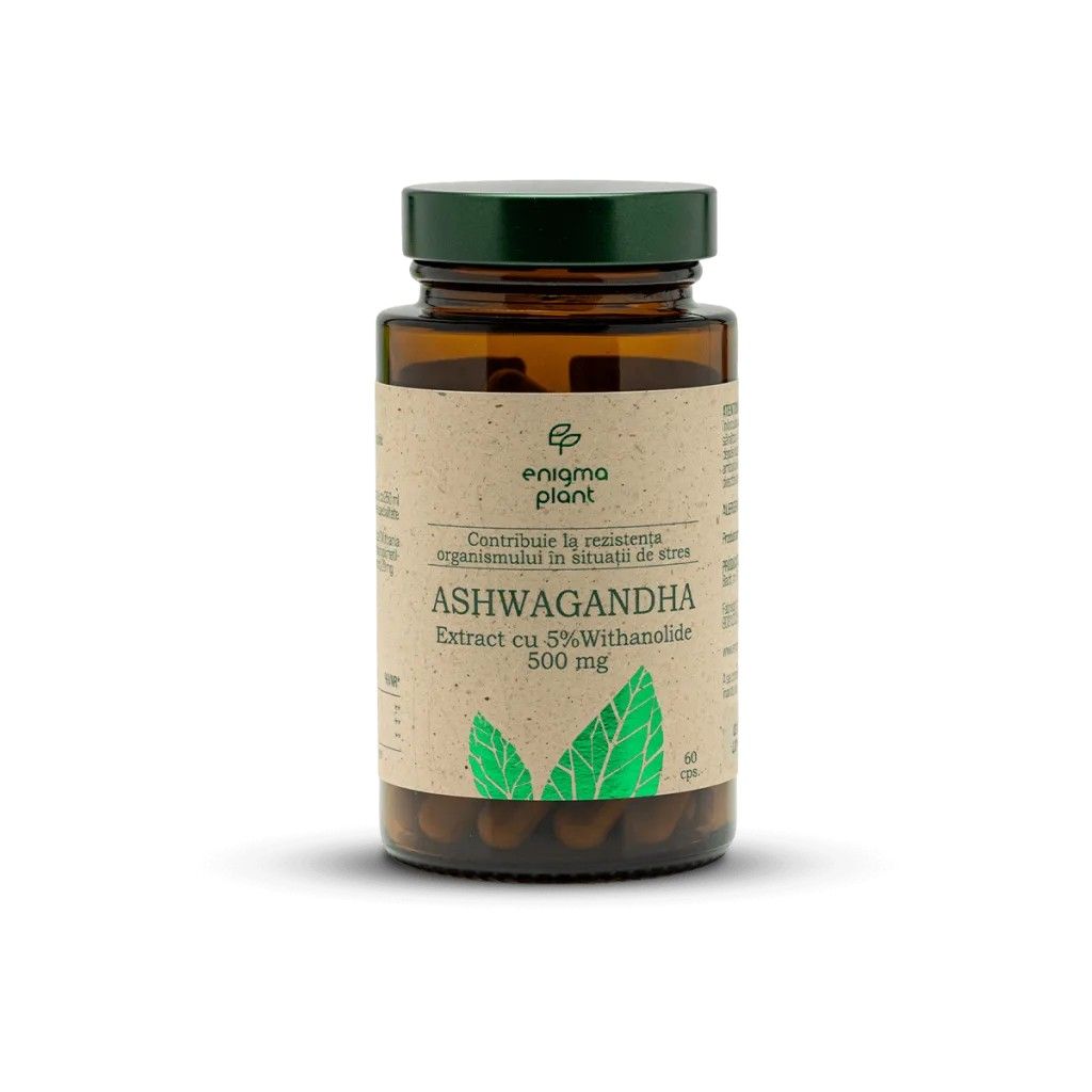 Ashwagandha extract standardizat 500mg, suport pentru organismul în situații de stres, 60 capsule, Enigma Plant