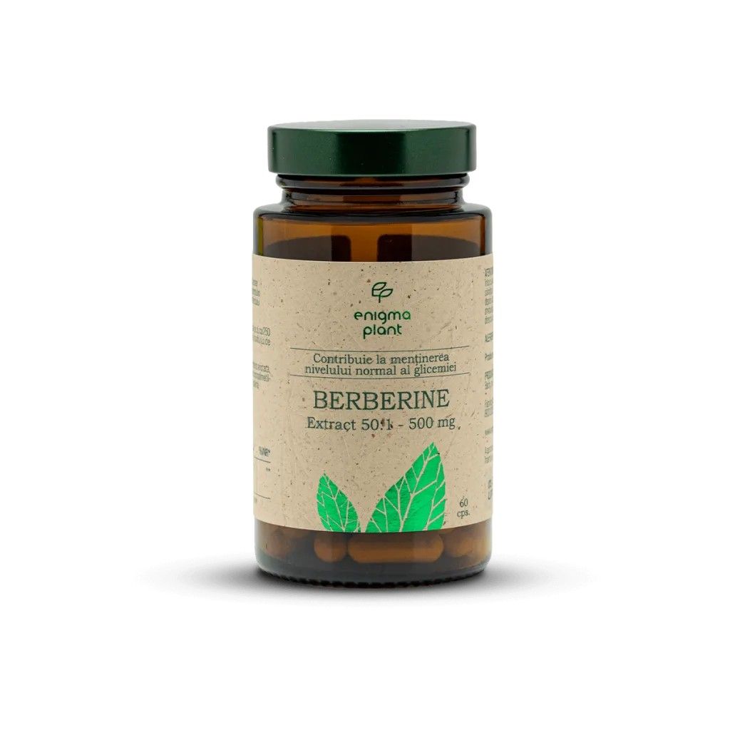 Berberina extract 500mg, contribuie la mentinerea nivelului normal al glicemiei, 60 capsule, Enigma Plant