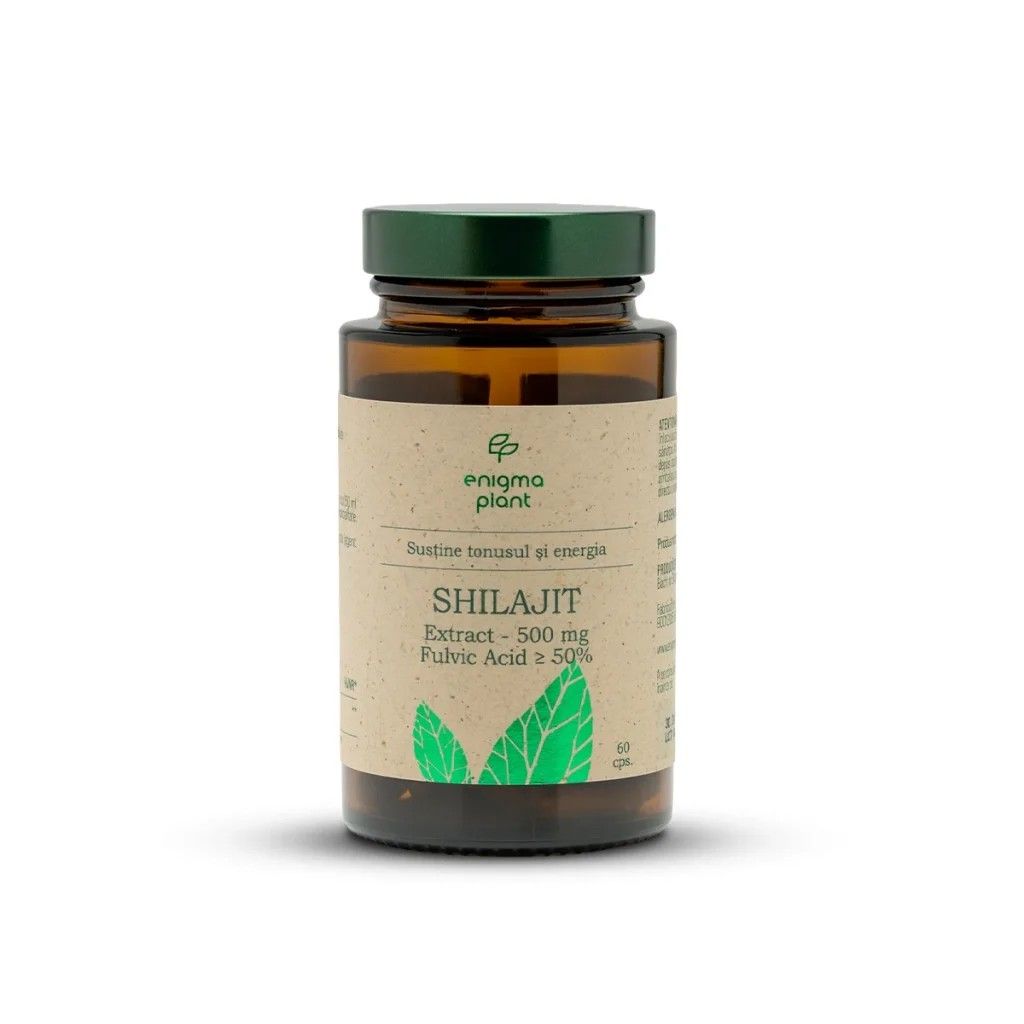 Shilajit, pentru energie și vitalitate, extract standardizat ≥50% acid fulvic  500 mg, 60 capsule, Enigma Plant