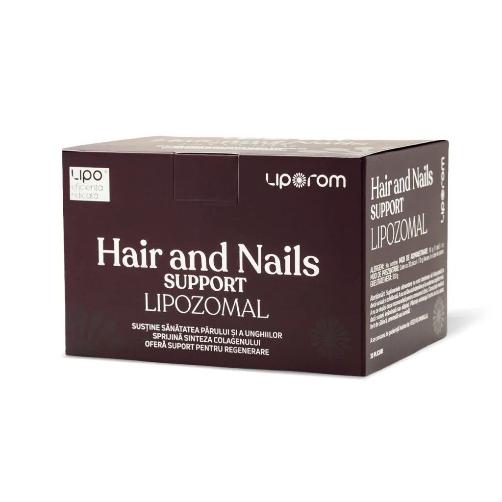 Hair & Nails Support Lipozomal Liporom, 30 plicuri  păr, unghii și collagen, LIPOROM