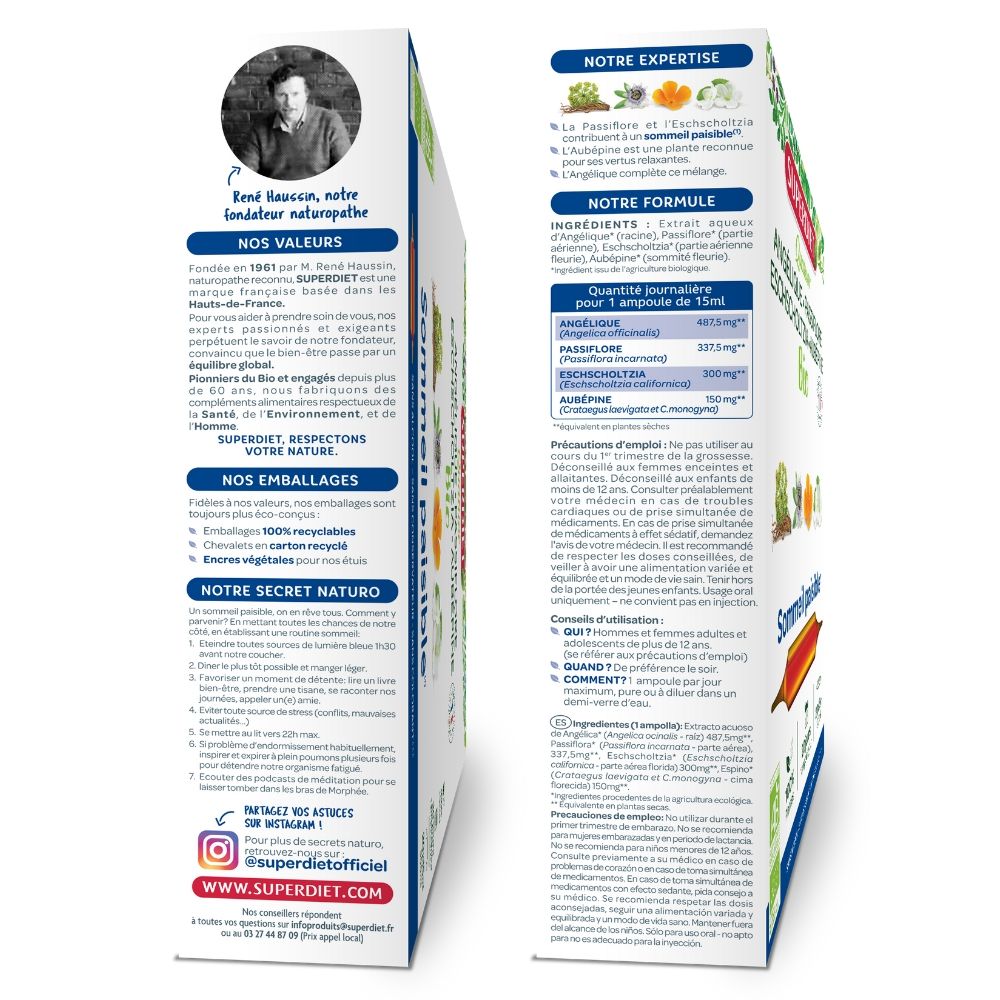 Cutie albă cu detalii albastre și verde, text despre ingrediente naturale și valori ecologice.