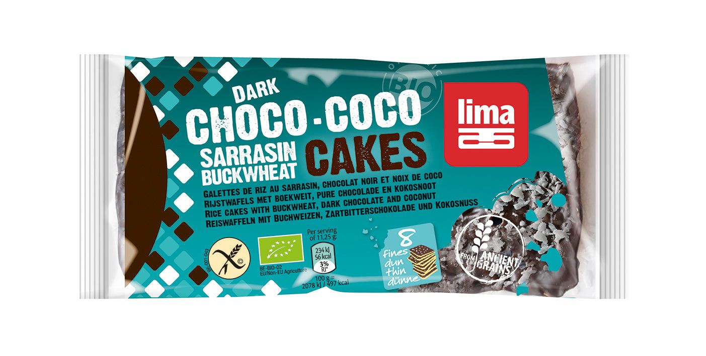 Rondele din hrisca expandata cu ciocolata si cocos bio 90g Lima