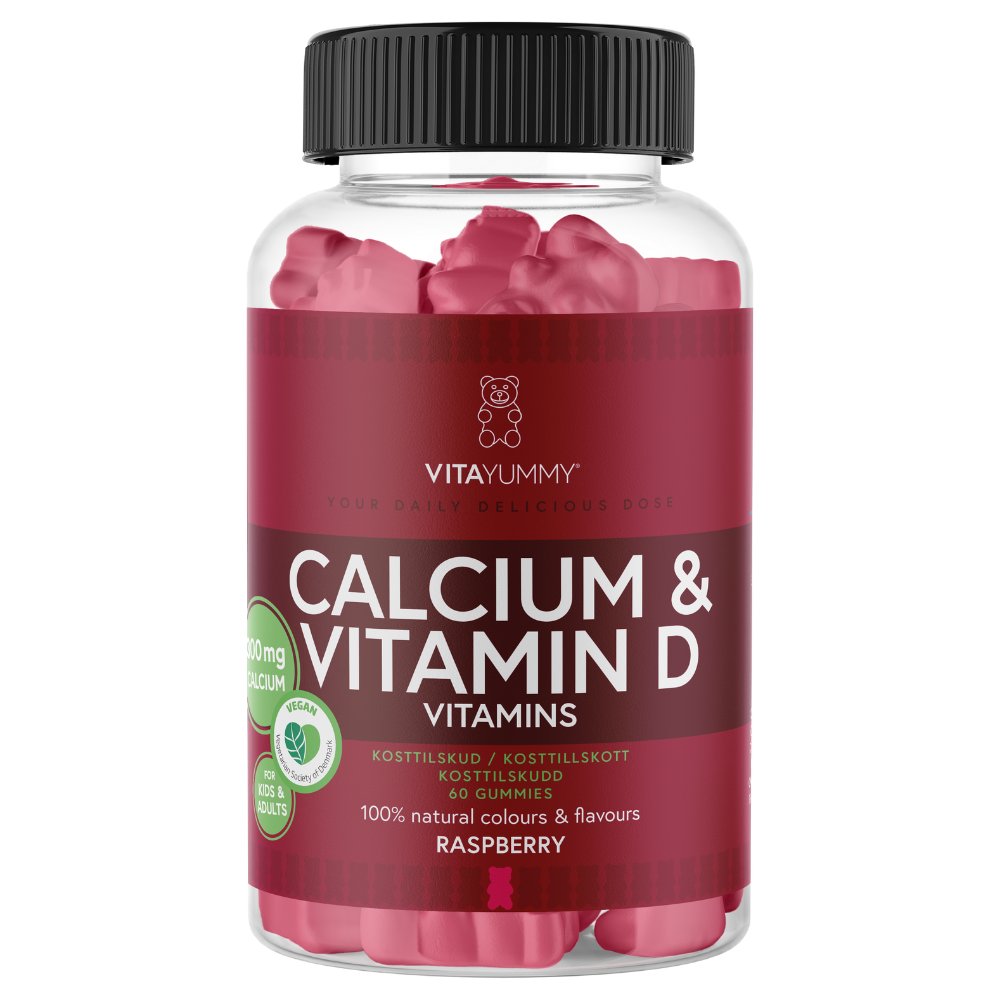 Calciu + vitamina D - 300mg calciu, ursuleti gumati vegani, 60 jeleuri, 180g, Vitayummy