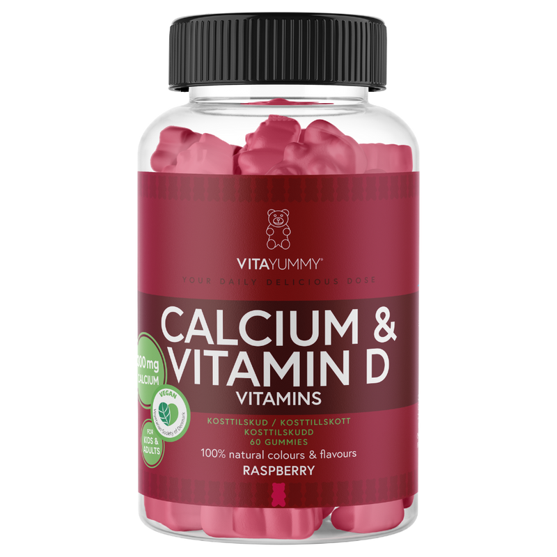 Calciu + vitamina D - 300mg calciu, ursuleti gumati vegani, 60 jeleuri, 180g, Vitayummy 1
