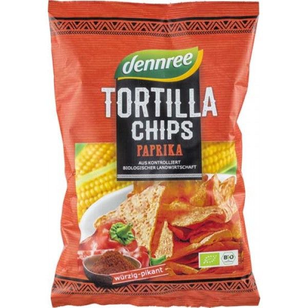  Tortilla chips cu ardei bio Dennree, 125g