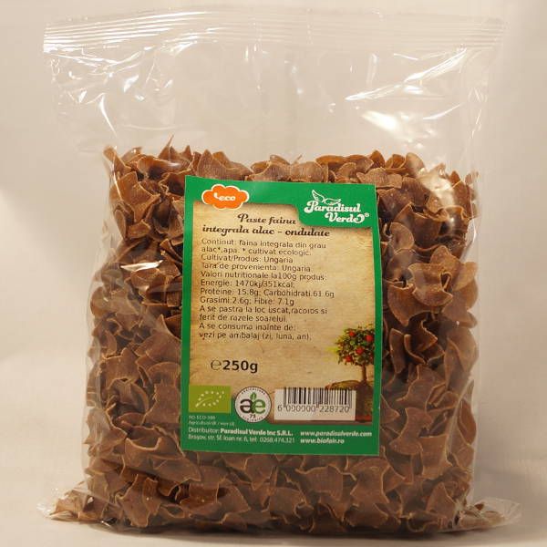 Paste Faina Integrala Alac, Ondulate, Bio, 250g ,Paradisul Verde