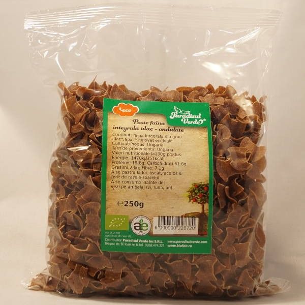 Paste Faina Integrala Alac, Ondulate, Bio, 250g ,Paradisul Verde