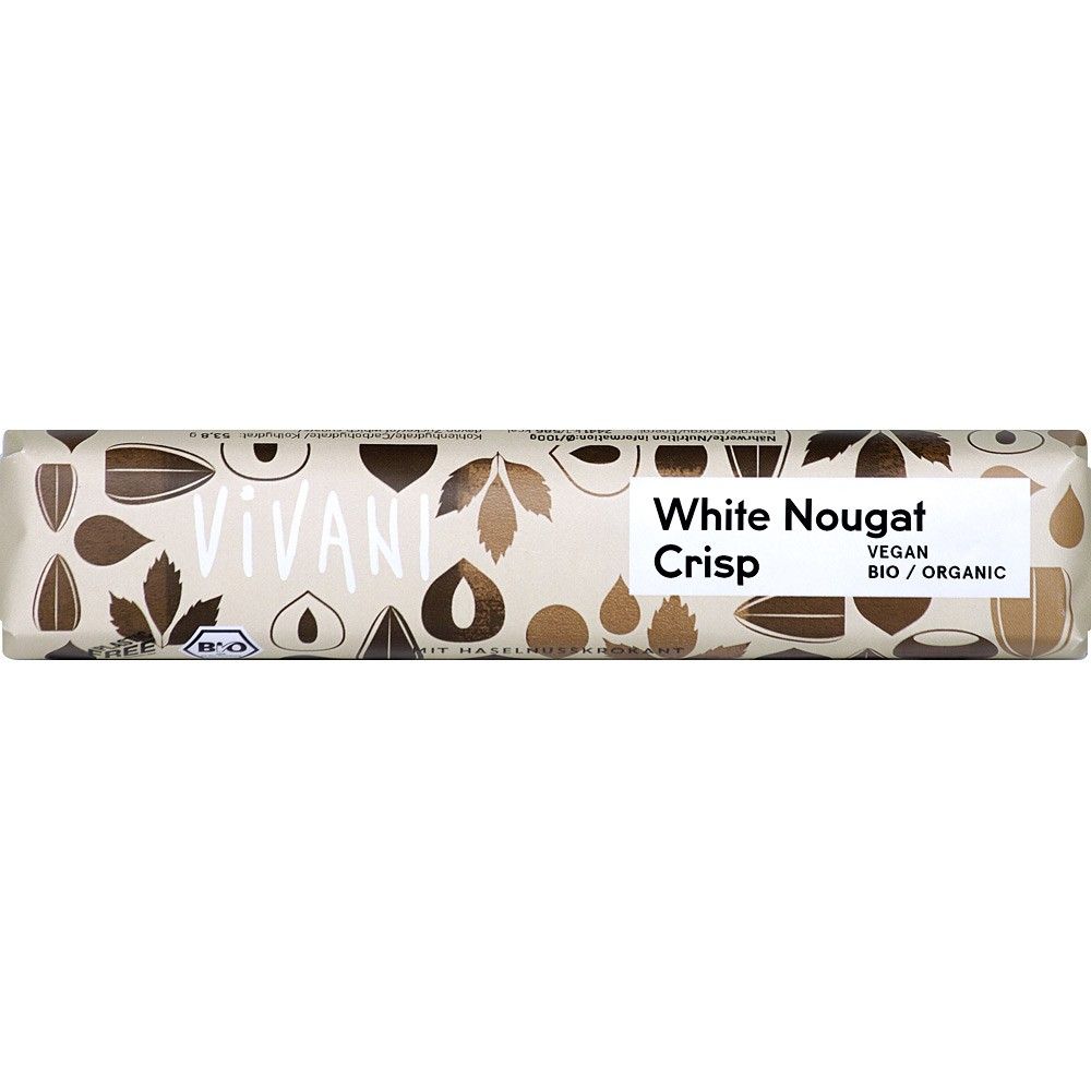 Baton alb crocant bio cu alune si unt de cacao 35g Vivani