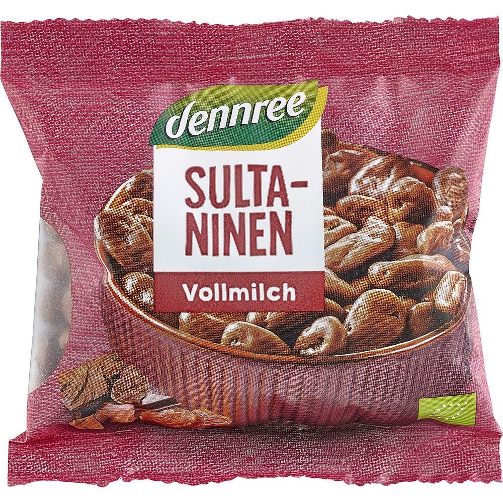 Stafide bio in ciocolata cu lapte 100g Dennree