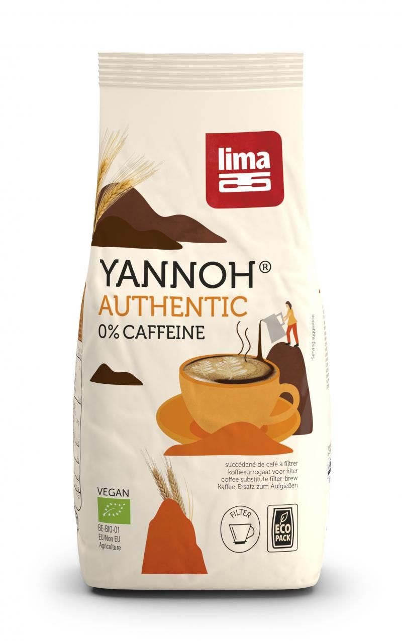 Bautura din cereale Yannoh Original eco 500g, ambalaj crem cu detalii maro, fără cofeină.
