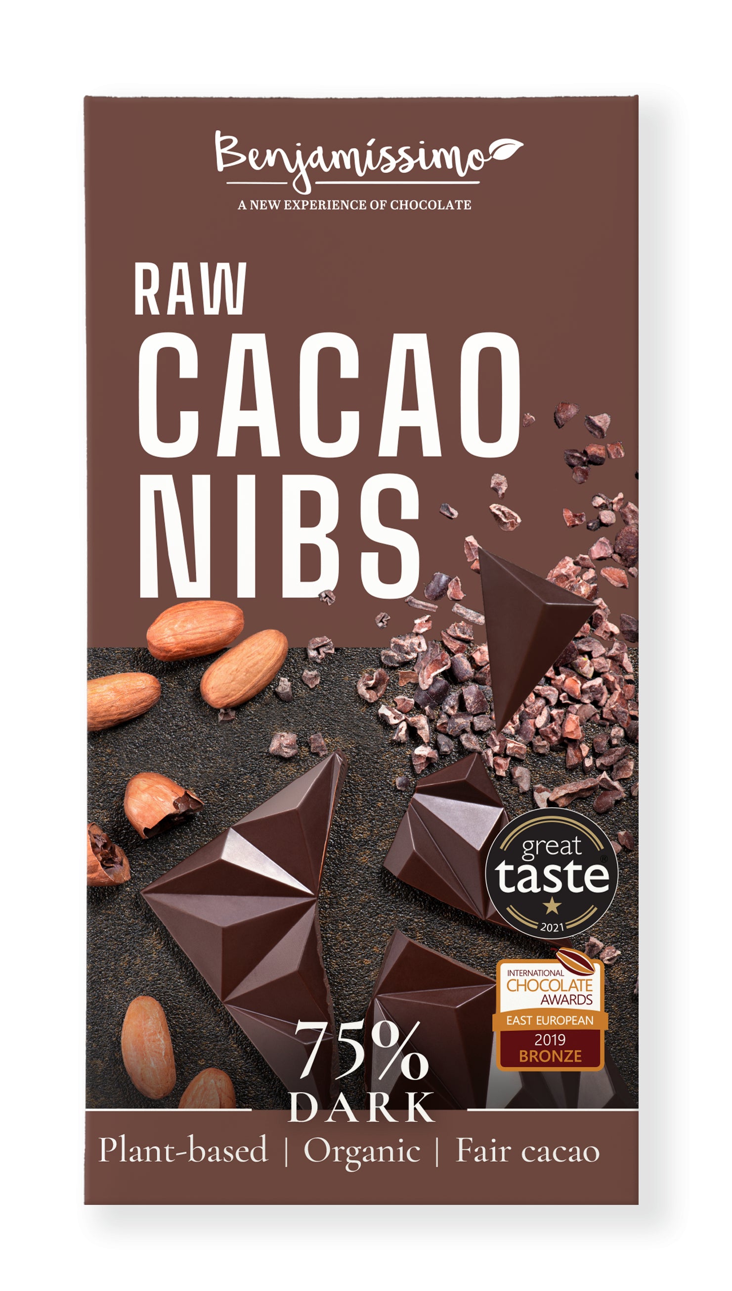 Ciocolata neagra 75 cacao nibs bio 60g Benjamissimo - Verlin