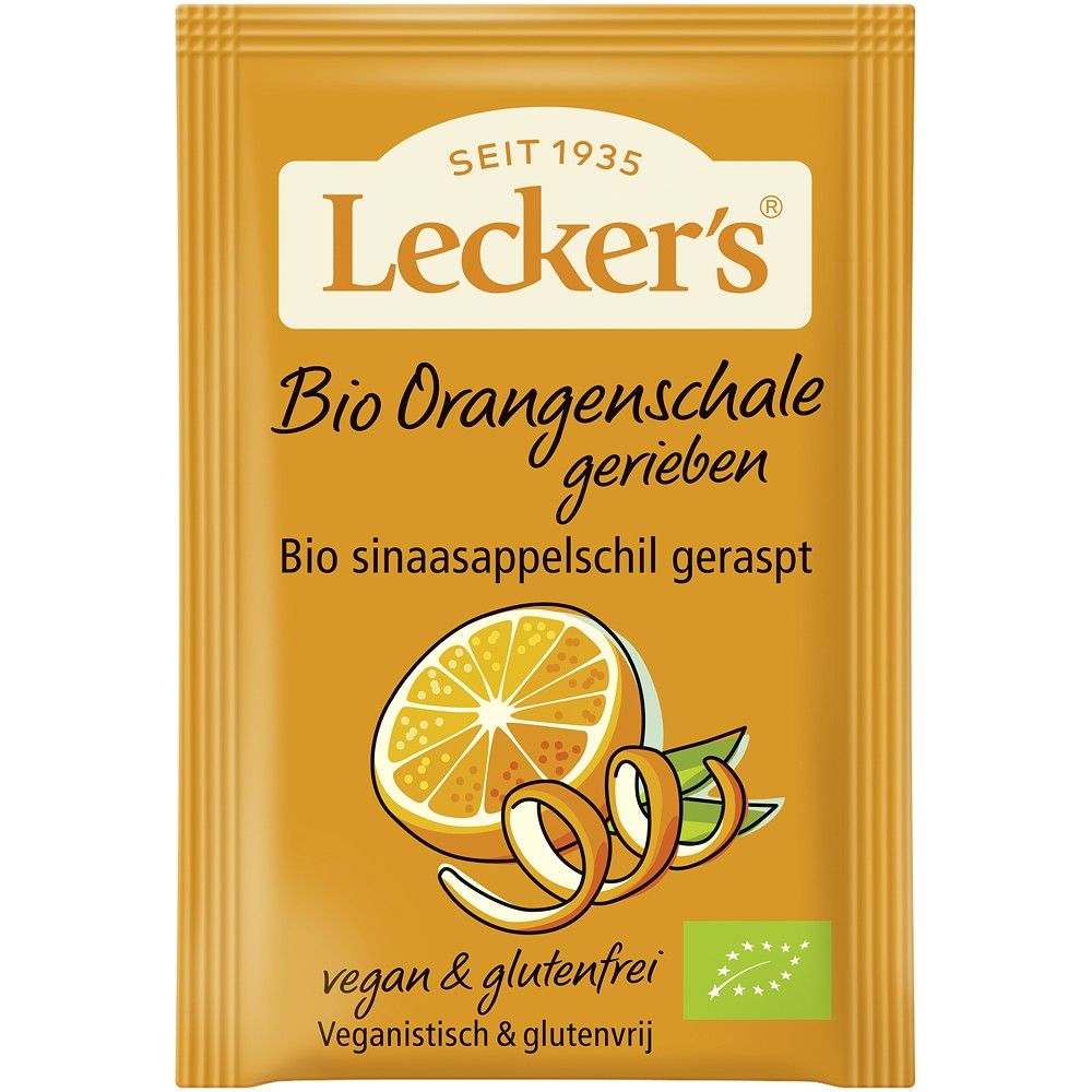 Coaja portocala rasa fara gluten bio 15g Leckers - Verlin