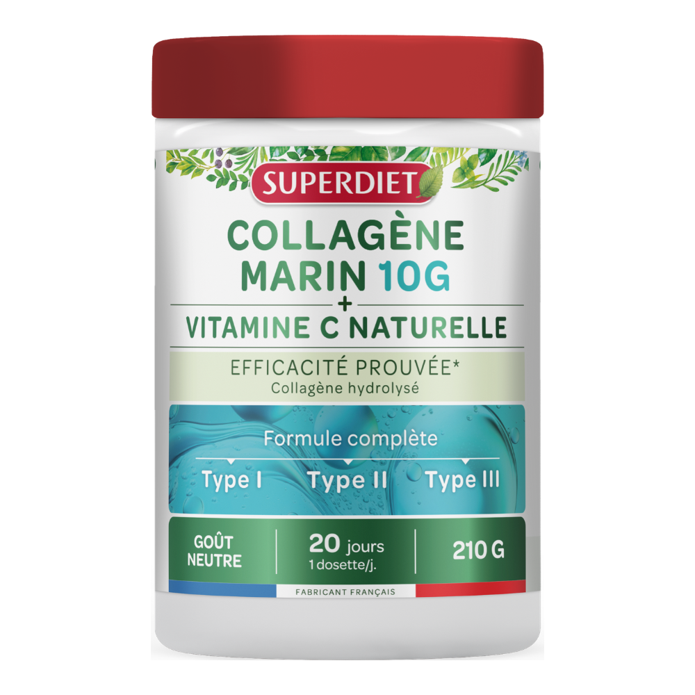 COLAGEN MARIN HIDROLIZAT TIP I, II, III  + VITAMINA C PUDRA, 210g, SUPERDIET
