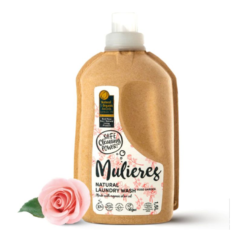 Detergent Mulieres Rose Garden 1.5L, ambalaj biodegradabil, cu 99% ingrediente naturale.