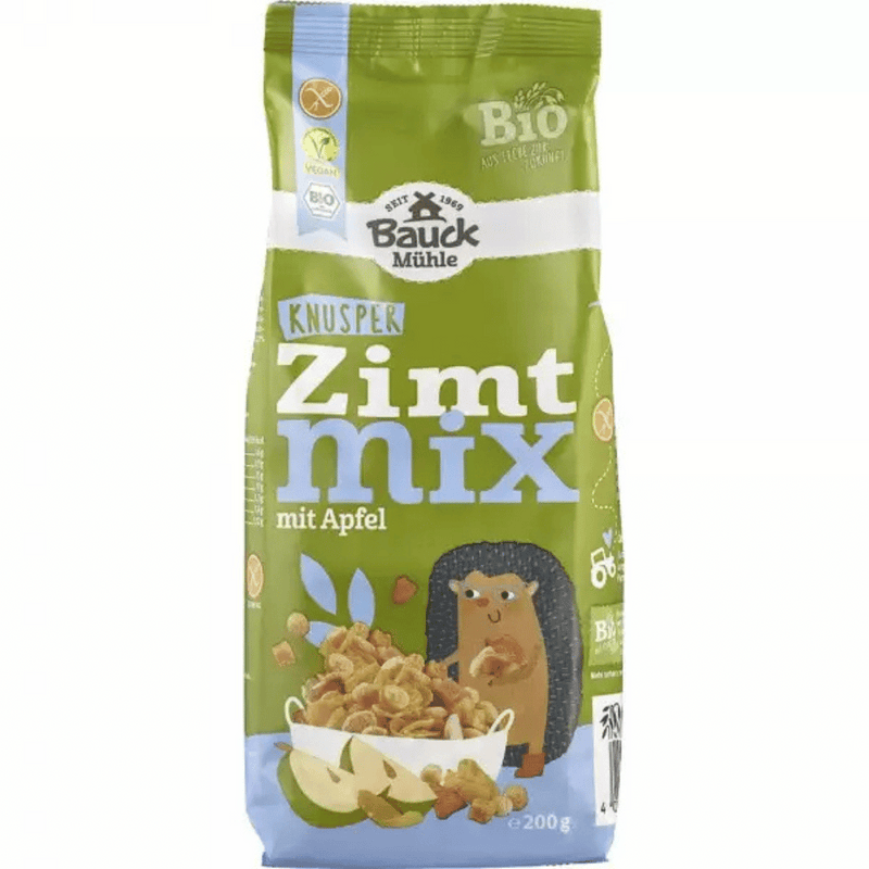 Mix bio crocant de porumb si ovaz cu scortisoara si mar, fara gluten, 200g, BauckHof 1