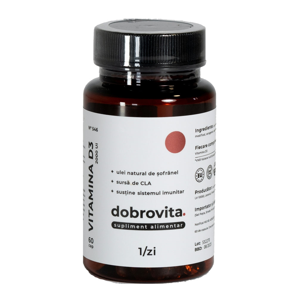 Vitamina D3 2000UI în ulei de sofranel, 60 capsule, dobrovita