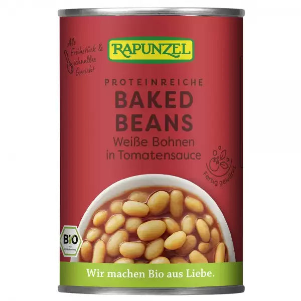 Fasole alba bio in sos rosii conserva 400g - Verlin