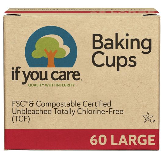 Cutie Hartie de copt briose If You Care nealbita, compostabila, marime mare, 60 bucati.