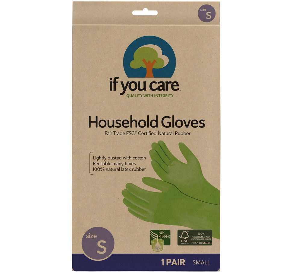 Mănuși din cauciuc natural FSC, mărimea S, If You Care, reutilizabile, verde.