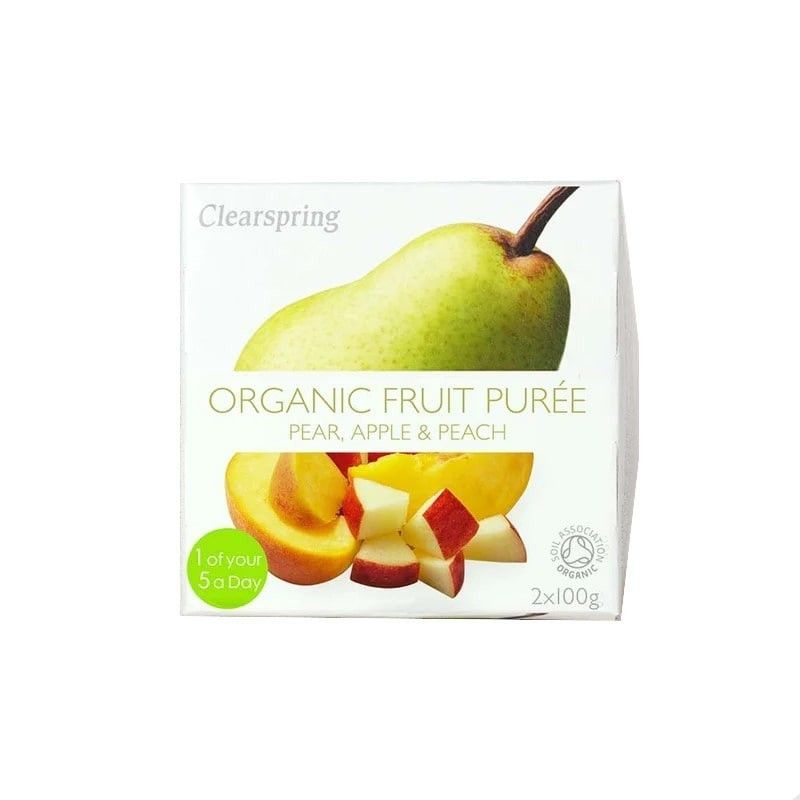 Piure Pere Mere si Piersici Bio 2x100g Clearspring - Verlin