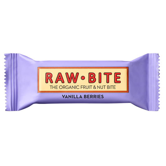 Baton fără gluten, fără zahăr, vanilla berries - fructe de pădure si vanilie, bio, 50g, raw bite