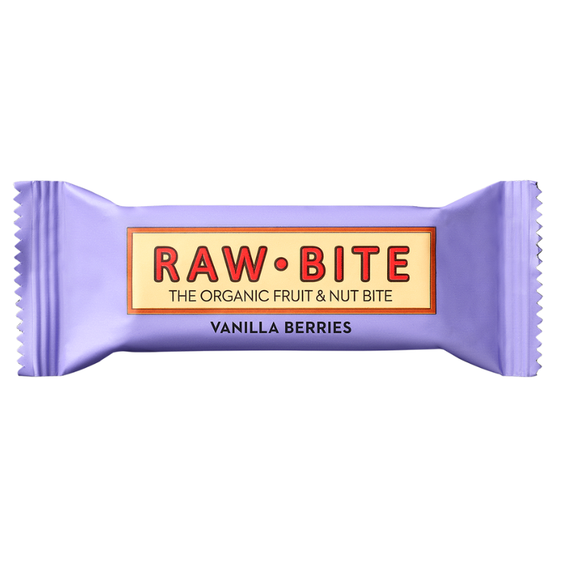 Baton fără gluten, fără zahăr, vanilla berries - fructe de pădure si vanilie, bio, 50g, raw bite