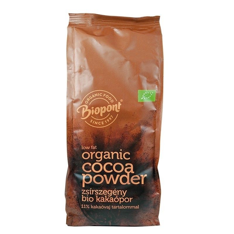 Cacao organică Biopont 200g, ambalaj maro, calitate ecologică certificată.